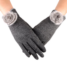 Elegant Womens Touch Screen Gloves Warm Outdoor Sports Faux Fur Pom Poms Gloves Mittens For Women Guantes Mujer IMY66