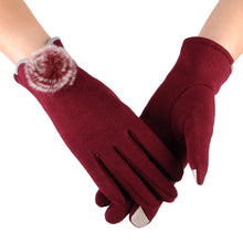 Elegant Womens Touch Screen Gloves Warm Outdoor Sports Faux Fur Pom Poms Gloves Mittens For Women Guantes Mujer IMY66