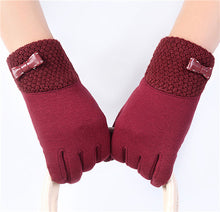 Elegant Womens Gloves Bow Phone Touch Screen Outdoor Warm Gloves Mitten Cashmere IMY66