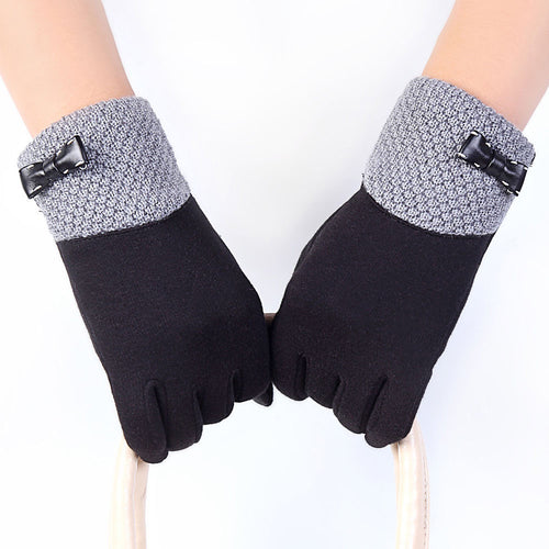 Elegant Womens Gloves Bow Phone Touch Screen Outdoor Warm Gloves Mitten Cashmere IMY66