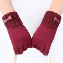 Elegant Womens Gloves Bow Phone Touch Screen Outdoor Warm Gloves Mitten Cashmere IMY66