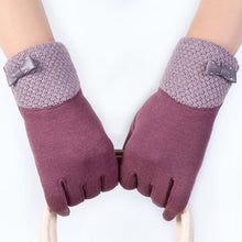 Elegant Womens Gloves Bow Phone Touch Screen Outdoor Warm Gloves Mitten Cashmere IMY66