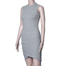Elegant gray sleeveless knitted casual dress Women evening party sexy bodycon dress Girls short vestidos feminino IMY66