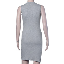 Elegant gray sleeveless knitted casual dress Women evening party sexy bodycon dress Girls short vestidos feminino IMY66