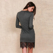 Elegant lace gray bodycon Bandage dress evening party long sleeve dress Women casual vestidos de fiesta IMY66