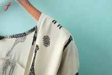 Ethnic Deer Floral Print Loose Kimono Cardigan Crochet Tassels Hem Women's Shirts No Button Blouses Tops IMY66