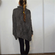 Fall Women Loose Long Sleeve Oversize Sweater Turtleneck Jumper Shirt Tops Jumper Pullover pull femme IMY66