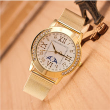 Women Gold Crystal Butterfly Stainless Steel Mesh Band Wrist Watch Casual Quartz Watch relogio feminino IMY66