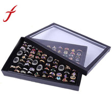 100 Slots Jewelry Rings Display Tray Velvet Case Box Jewelry Storage Box Holder Organizer IMY66