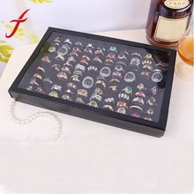 100 Slots Jewelry Rings Display Tray Velvet Case Box Jewelry Storage Box Holder Organizer IMY66