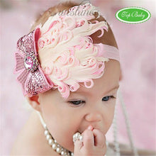 Lovely Baby Girls Infant Pink Feather Hairband Light Bow Headband Bandage On A Head For Girls IMY66