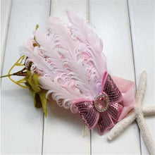 Lovely Baby Girls Infant Pink Feather Hairband Light Bow Headband Bandage On A Head For Girls IMY66
