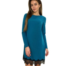 Casual Dress For Women Long Sleeve Round Neck Lace Splice Party Mini Dress vestidos femininos robe IMY66