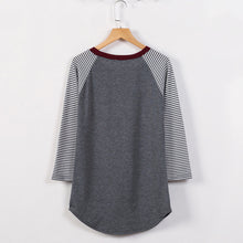 T-Shirts Women ELK Print Striped Splice Round Neck Casual Tops Tee shirt femme camisetas y tops IMY66