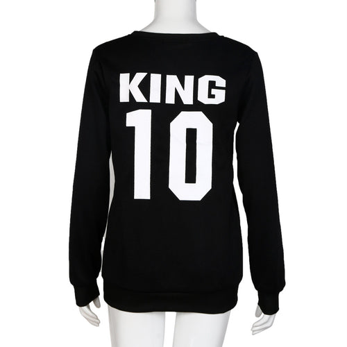 Couple T-Shirts Casual Back Queen 04 Letter Print Long Sleeve Tee Shirt femme Top Thicken Warm Sweatshirt IMY66