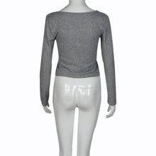 Crop Tops For Womens Lady Sexy V Neck Long Sleeve Shirt Casual Stretch Tops T-Shirt Tee Shirts femme IMY66