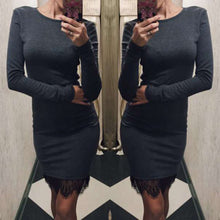 Dress For Women Casual Long Sleeve Lace Stitching Bottoming Sheath Tops Bodycon Dress vestidos femininos IMY66