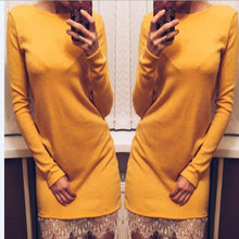 Dress For Women Casual Long Sleeve Lace Stitching Bottoming Sheath Tops Bodycon Dress vestidos femininos IMY66