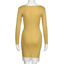 Dress For Women Casual Long Sleeve Lace Stitching Bottoming Sheath Tops Bodycon Dress vestidos femininos IMY66