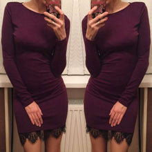 Dress For Women Casual Long Sleeve Lace Stitching Bottoming Sheath Tops Bodycon Dress vestidos femininos IMY66