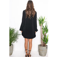 Dress For Women Casual V Neck Lace Up Long Sleeve Dress Sexy Bandage Loose Tops Dress vestidos femininos IMY66