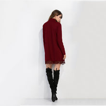 Dress For Women Solid Turtleneck Lace Loose Long Sleeve Sexy Bodycon Party Mini Dress vestidos femininos IMY66