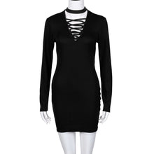 Dress Sexy V Neck Long Sleeve Bandage Mini Dresses Casual Straight Party Dress Dress Vestidos Femininos IMY66