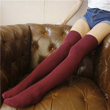 Solid Ladies Over The Knee Thigh High Womens Stretch Girls Cotton Thigh High Stockings For Students IMY66