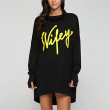 Sweatershirts For Womens Casual Letter Print Loose Irregular Long T-Shirts Pullovers camisetas y tops IMY66