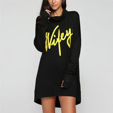 Sweatershirts For Womens Casual Letter Print Loose Irregular Long T-Shirts Pullovers camisetas y tops IMY66