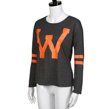 T-Shirt For Women Casual Letter Print Loose Long Sleeve O Neck Cotton Tops tee shirt femme camiseta mujer IMY66