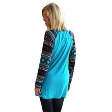 T-Shirts For Women Casual ELK Aztec Print Splice Round Neck Tee shirt femme camisetas y tops IMY66