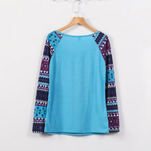 T-Shirts For Women Casual ELK Aztec Print Splice Round Neck Tee shirt femme camisetas y tops IMY66