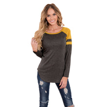 T-Shirts For Women Casual Loose Long Sleeve Round Neck Splice Pullover Tops Tee Shirt camisetas y tops IMY66