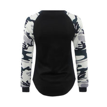 T-Shirts For Women Casual Splice Camoufla Print Long Sleeve Tops Tee Shirt Pullover camisetas y tops IMY66