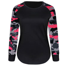 T-Shirts For Women Casual Splice Camoufla Print Long Sleeve Tops Tee Shirt Pullover camisetas y tops IMY66