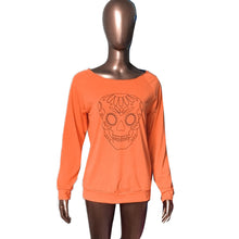 T-Shirts For Women Sexy Off Shoulder Skull Print Long Sleeve Casual Skull Printed Tops camisetas y tops IMY66