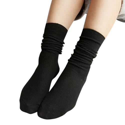 Sockes For Women Girls Solid Soft knitting Socks Casual Cotton Middle Tube Socks calcetines meias IMY66