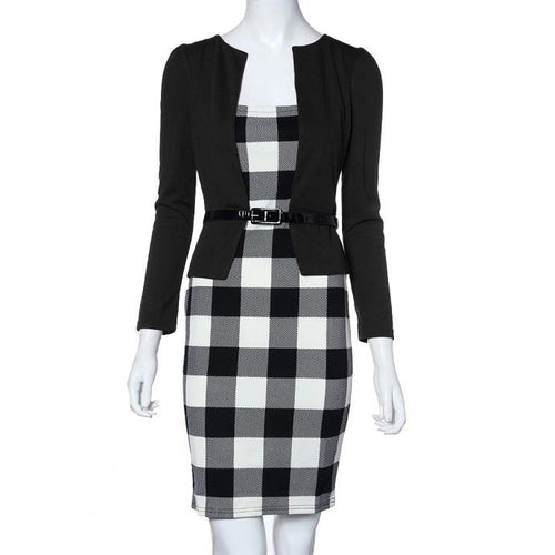 Women Dress Elegant Ladies Knee Length Long Sleeve Bodycon Formal Office Dress Vestidos Femininos IMY66