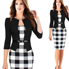 Women Dress Elegant Ladies Knee Length Long Sleeve Bodycon Formal Office Dress Vestidos Femininos IMY66