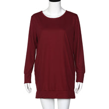 Women Casual Sweater Dress Solid Long Sleeve O Neck Loose Evening Party Mini Dress vestidos femininos IMY66