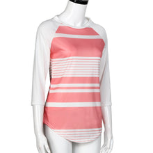 Women Casual T-Shirts Three Quarter Striped Printing Round Neck Pullover Tops T-Shirt camisetas y tops IMY66