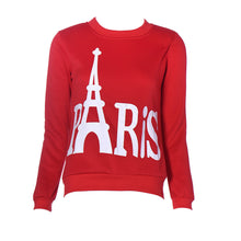 Women Clothing Casual Eiffel Tower Pirnt Long Sleeve Thick Pullover Sweatshirts Tops tee shirt femme IMY66