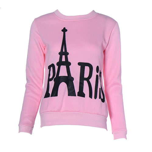 Women Clothing Casual Eiffel Tower Pirnt Long Sleeve Thick Pullover Sweatshirts Tops tee shirt femme IMY66
