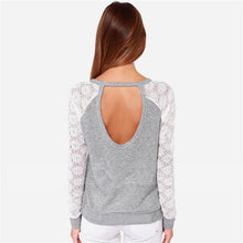 Women Clothing Sexy Backless Long Sleeve Embroidery Lace Crochet Tee Shirt femme Tops Camisetas Feminina IMY66