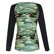 Women Clothing Sexy Slim Long Sleeve Hollow Round Neck Camouflage Printed Casual T-shirt camisetas y tops IMY66