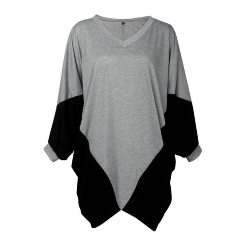 Women Dress Casual Patchwork Loose V Neck Long Sleeve Irregular Mini Dress vestidos femininos Plus Size IMY66