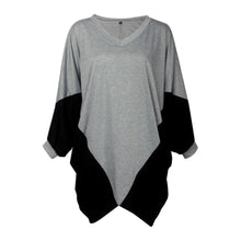 Women Dress Casual Patchwork Loose V Neck Long Sleeve Irregular Mini Dress vestidos femininos Plus Size IMY66