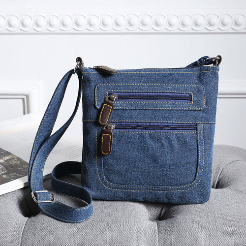 Blue Denim Shoulder Bags Women Handbag Classical European Women Messenger Bag Front Pocket Cowboy Crossbody Bags IMY66