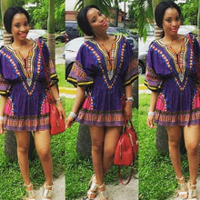 Bohemia Women Dress Casual Short Sleeve African Print Bubble Print Mini Dress vestidos femininos IMY66